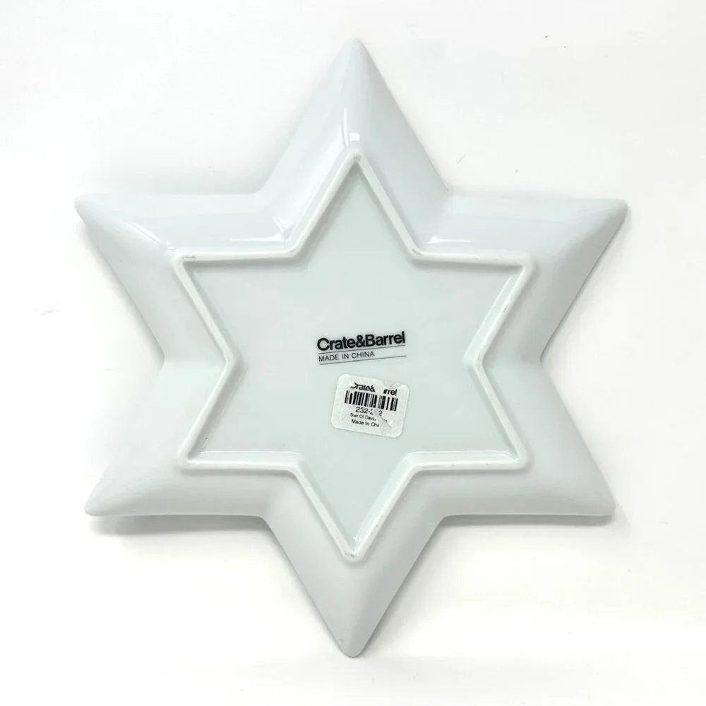 Crate and Barrel Star of David Holiday Appetizer Plates Blue (Set of 6)